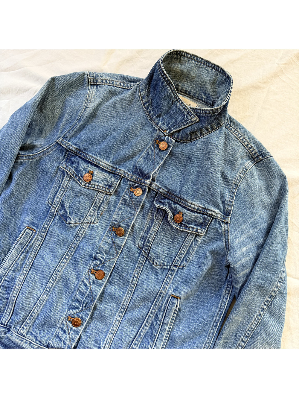 Madewell The Jean Jacket Pinter Wash Womens Large Distressed Denim Trucker F0370